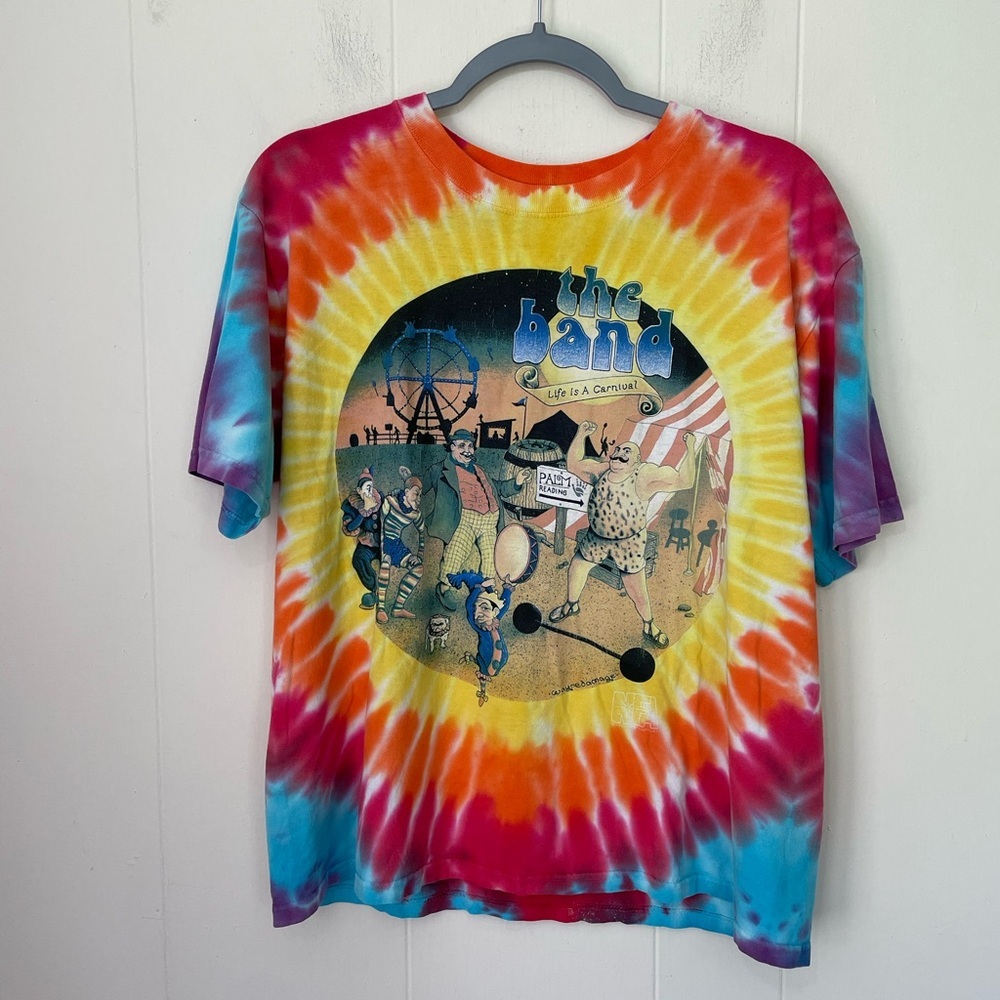 Vintage “The Band” Tie Dye T-shirt Life Is A Carnival Music ~ Unisex Size M
